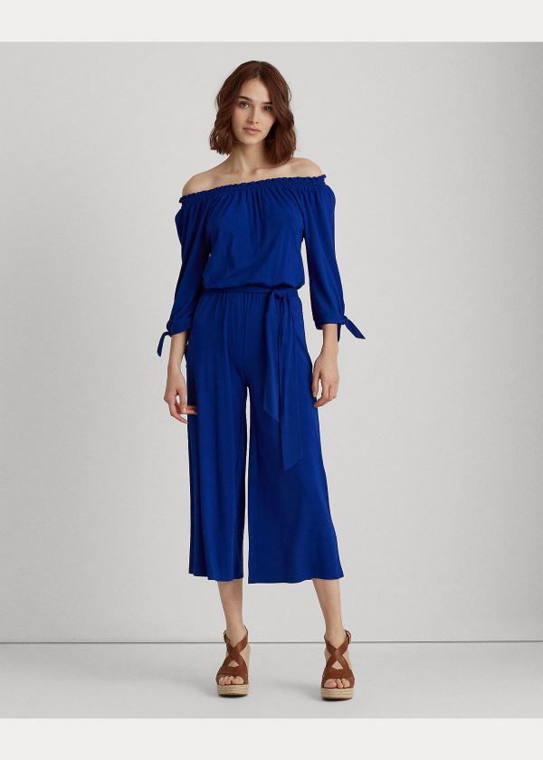 Kombinezony Długi Ralph Lauren Off-the-Shoulder Jumpsuit Damskie Królewski Niebieski Niebieskie | COZV0355