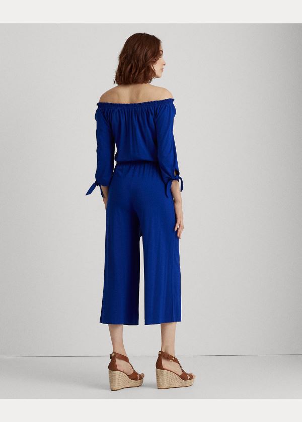 Kombinezony Długi Ralph Lauren Off-the-Shoulder Jumpsuit Damskie Królewski Niebieski Niebieskie | COZV0355