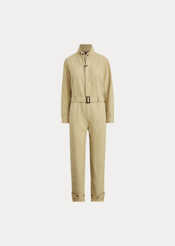 Kombinezony Długi Ralph Lauren Twill Jumpsuit Damskie Brązowe | QOGI4845