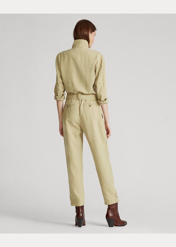 Kombinezony Długi Ralph Lauren Twill Jumpsuit Damskie Brązowe | QOGI4845