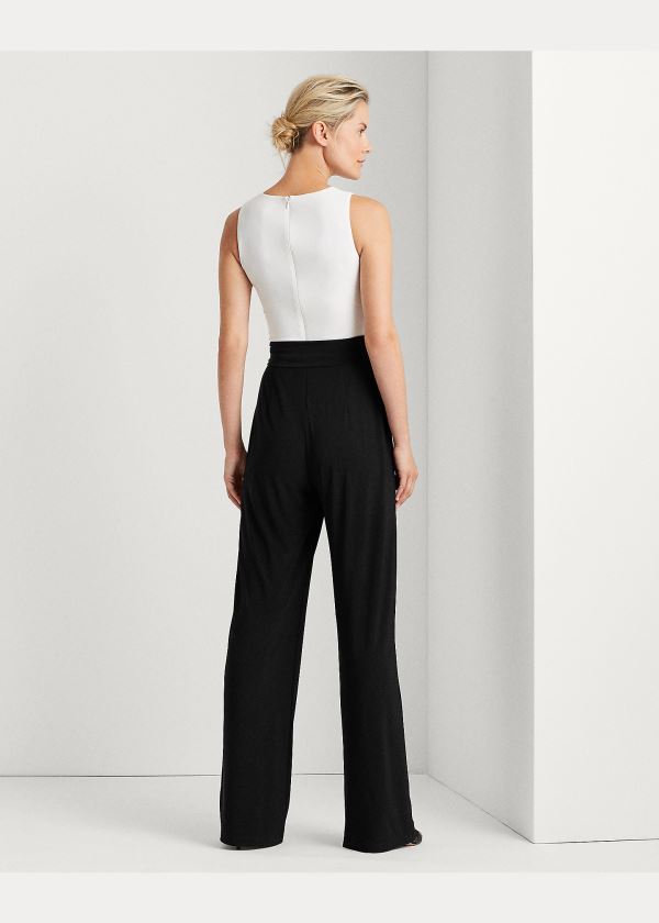 Kombinezony Długi Ralph Lauren Two-Tone Jersey Jumpsuit Damskie Czarne Białe | ZECG0333