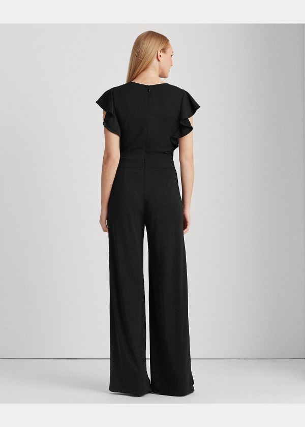 Kombinezony Długi Ralph Lauren Wrap-Style Jersey Jumpsuit Damskie Czarne | MNOO4360