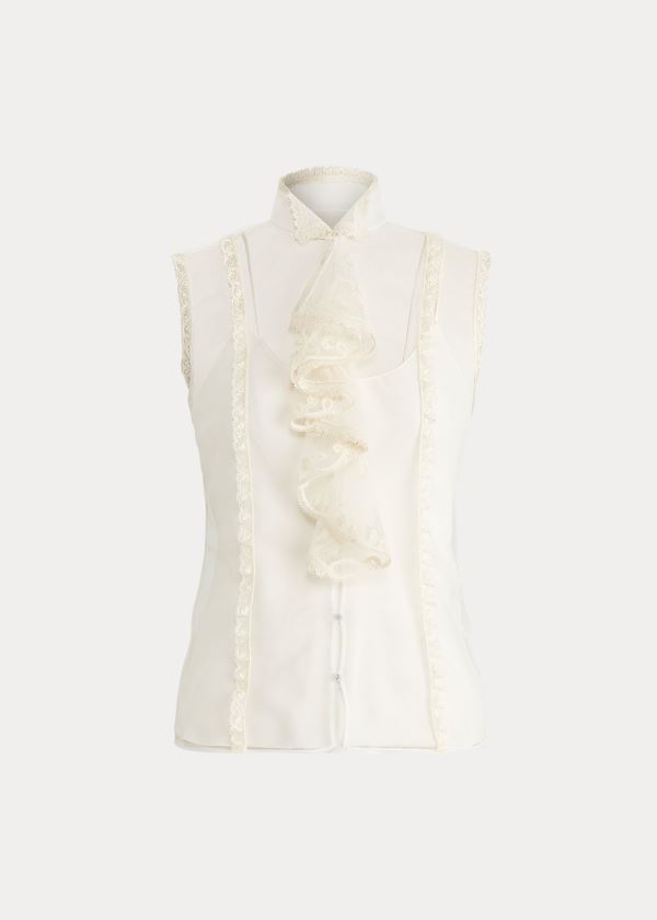 Koszule Ralph Lauren Adrianna Tulle Blouse Damskie Beżowe | XOJI8054