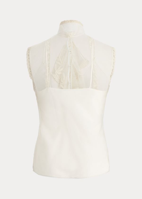 Koszule Ralph Lauren Adrianna Tulle Blouse Damskie Beżowe | XOJI8054