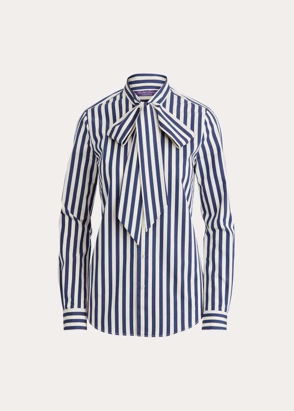 Koszule Ralph Lauren Alejandra Striped Shirt Damskie Granatowe Białe | MFHH0565