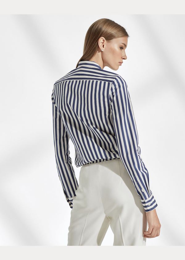 Koszule Ralph Lauren Alejandra Striped Shirt Damskie Granatowe Białe | MFHH0565