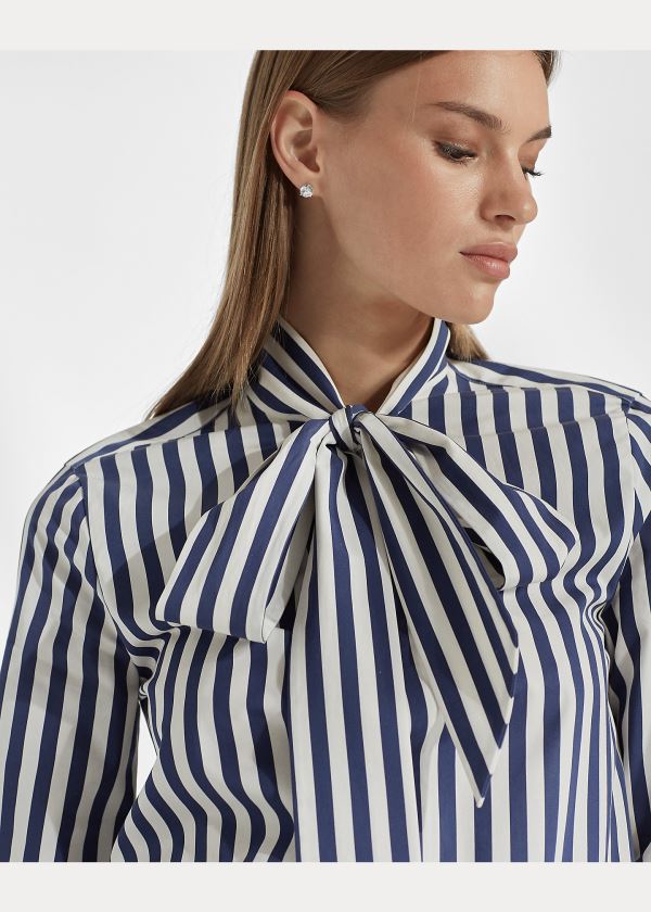 Koszule Ralph Lauren Alejandra Striped Shirt Damskie Granatowe Białe | MFHH0565