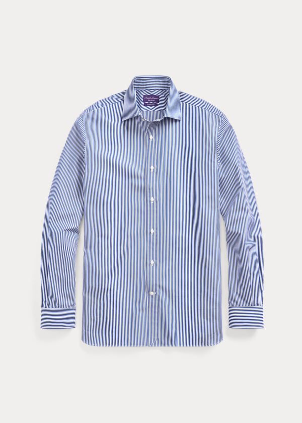 Koszule Ralph Lauren Aston Fine-Striped Shirt Męskie Niebieskie Białe | IRNH1460