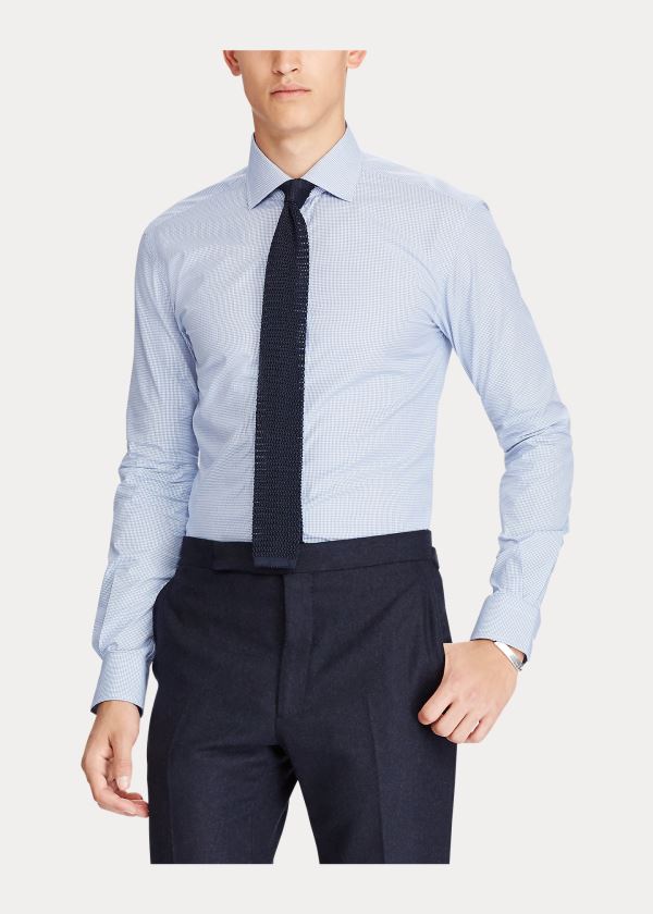 Koszule Ralph Lauren Aston Gingham Dress Shirt Męskie Głęboka Niebieskie Białe | ZYTW3410