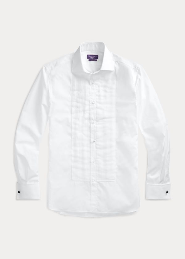 Koszule Ralph Lauren Aston Pleated Tuxedo Shirt Męskie Białe | WDQD6877