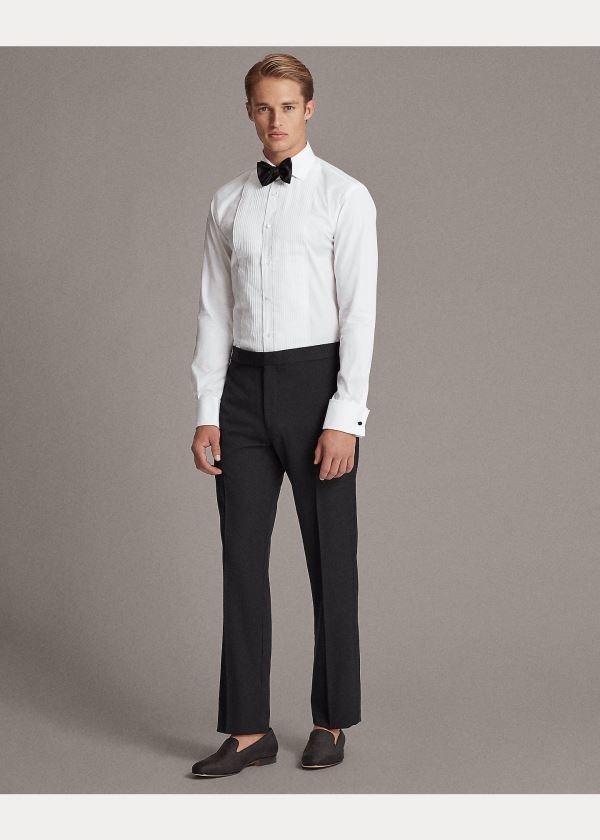 Koszule Ralph Lauren Aston Pleated Tuxedo Shirt Męskie Białe | WDQD6877