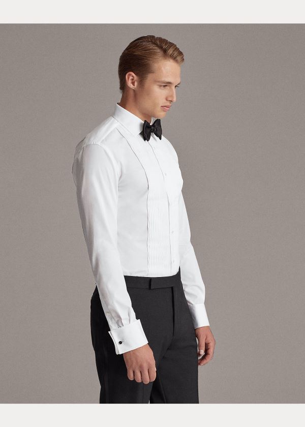 Koszule Ralph Lauren Aston Pleated Tuxedo Shirt Męskie Białe | WDQD6877