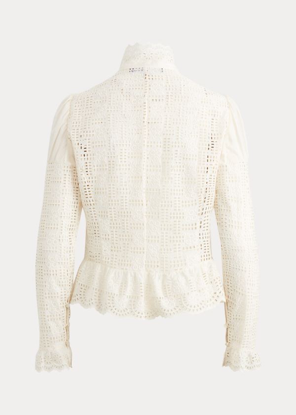 Koszule Ralph Lauren Bernice Embroidered Blouse Damskie Beżowe | UGES4362