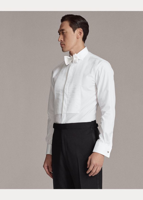 Koszule Ralph Lauren Bond Pleated Tuxedo Shirt Męskie Białe | XJEP1425