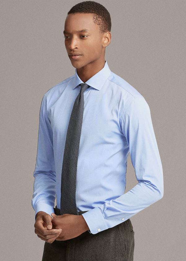 Koszule Ralph Lauren Bond Tailored End-on-End Shirt Męskie Głęboka Niebieskie | GSDA5676