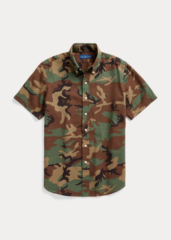 Koszule Ralph Lauren Camo-Print Seersucker Shirt Męskie Camo | WYRX8040