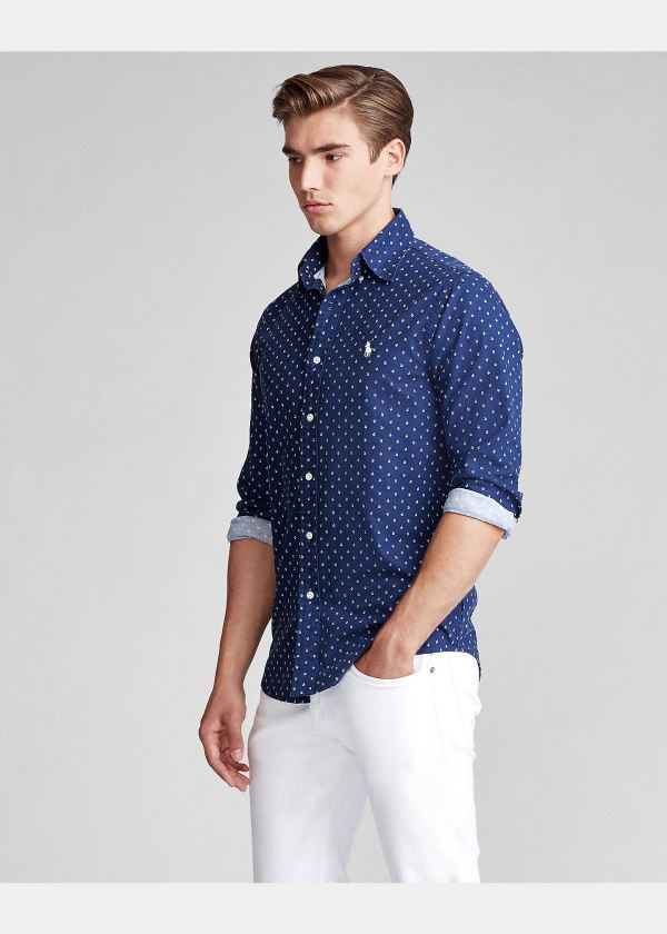 Koszule Ralph Lauren Classic Fit Anchor-Print Shirt Męskie Granatowe Kolorowe | ZOTL2420