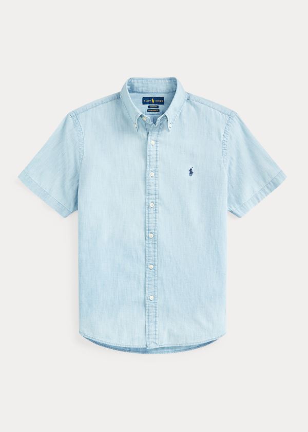 Koszule Ralph Lauren Classic Fit Chambray Shirt Męskie Niebieskie Białe | SKQF8910