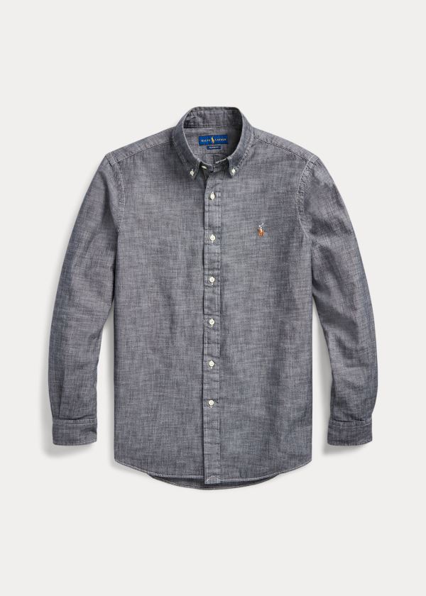 Koszule Ralph Lauren Classic Fit Chambray Shirt Męskie Głęboka Szare | KXHW6871