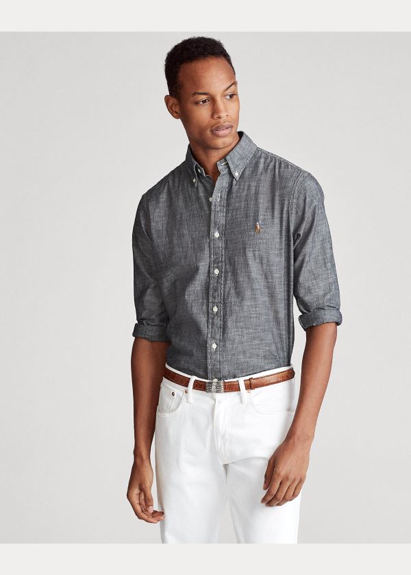 Koszule Ralph Lauren Classic Fit Chambray Shirt Męskie Głęboka Szare | KXHW6871