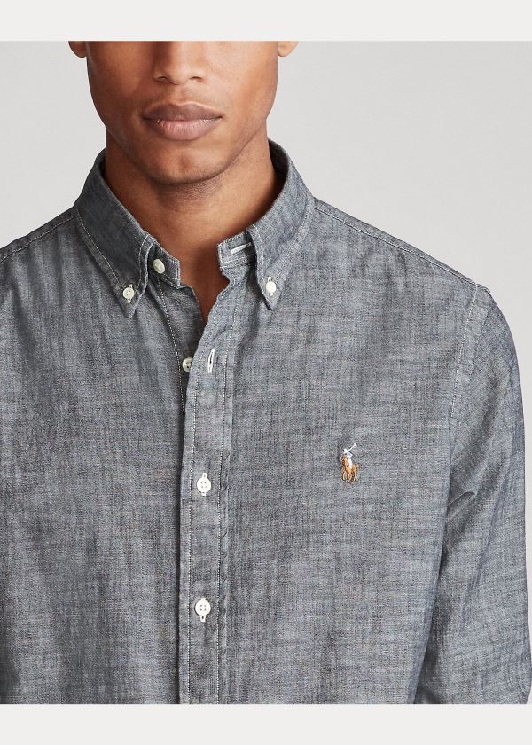 Koszule Ralph Lauren Classic Fit Chambray Shirt Męskie Głęboka Szare | KXHW6871