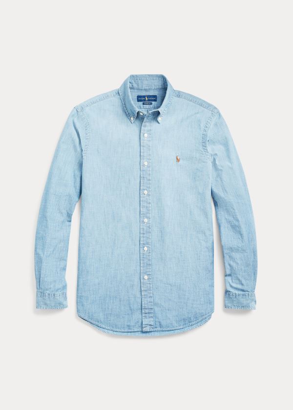 Koszule Ralph Lauren Classic Fit Chambray Shirt Męskie Indygo | CGBL5824