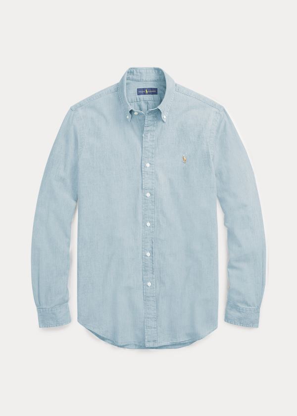 Koszule Ralph Lauren Classic Fit Chambray Shirt Męskie Głęboka Niebieskie | CUXQ3613