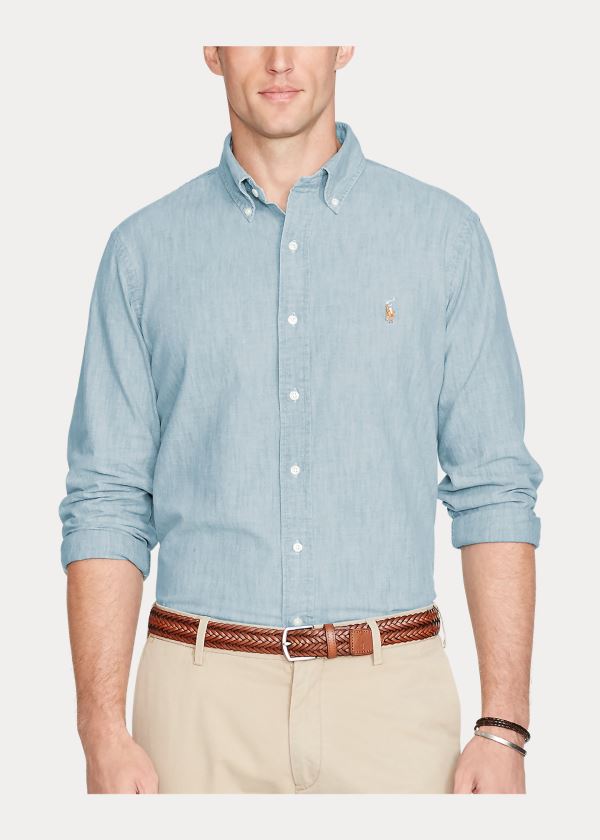 Koszule Ralph Lauren Classic Fit Chambray Shirt Męskie Głęboka Niebieskie | CUXQ3613