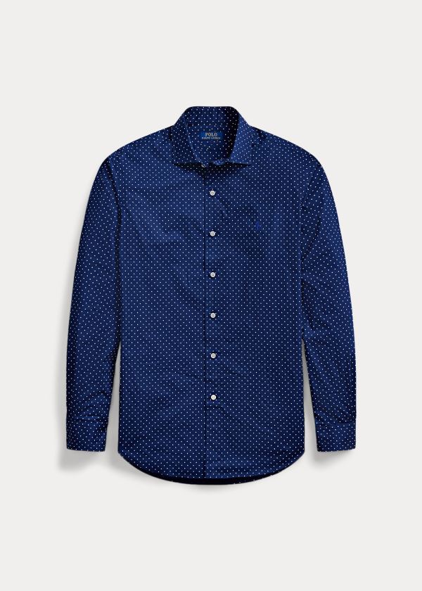 Koszule Ralph Lauren Classic Fit Dot Poplin Shirt Męskie Granatowe Białe | JZEZ4618