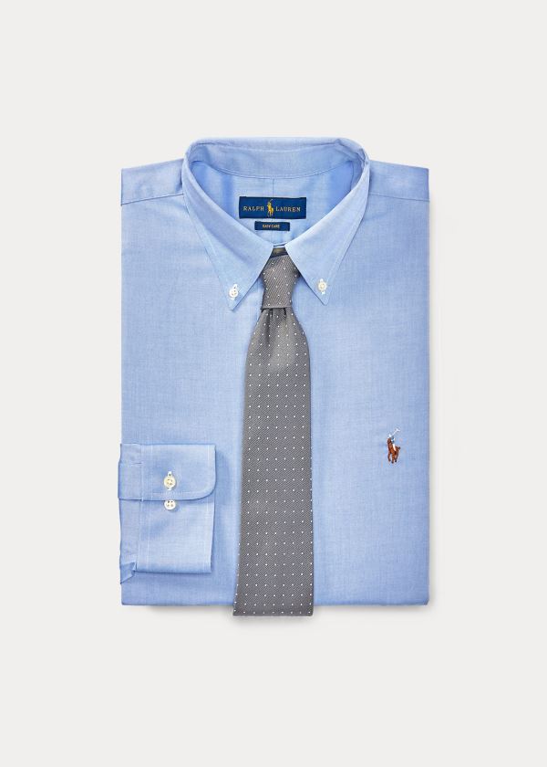 Koszule Ralph Lauren Classic Fit Easy-Care Shirt Męskie Niebieskie Białe | YNSF6188