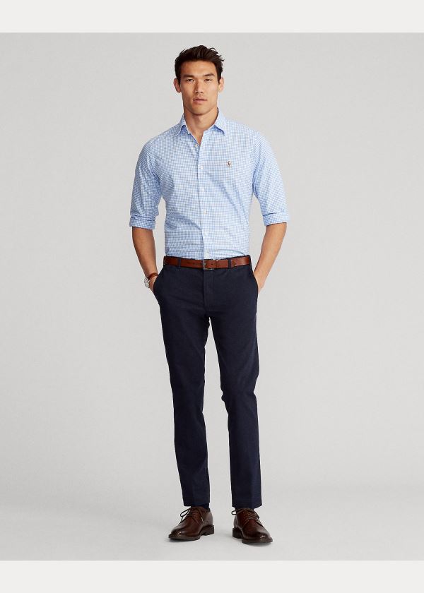 Koszule Ralph Lauren Classic Fit Gingham Shirt Męskie Głęboka Niebieskie Białe | SNYI7851