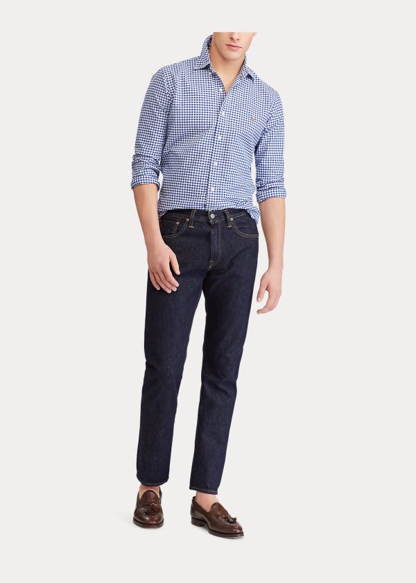 Koszule Ralph Lauren Classic Fit Gingham Shirt Męskie Niebieskie Białe | AVGG7148