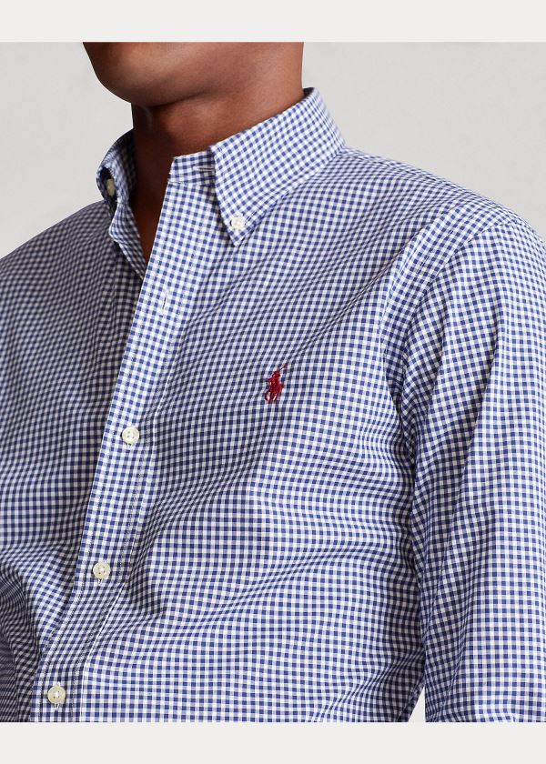 Koszule Ralph Lauren Classic Fit Gingham Shirt Męskie Granatowe Białe | ZMUP1238