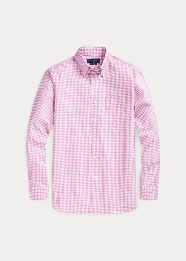 Koszule Ralph Lauren Classic Fit Gingham Shirt Męskie Różowe Białe | DTNV0605