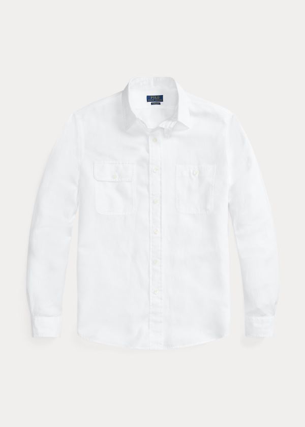 Koszule Ralph Lauren Classic Fit Herringbone Shirt Męskie Białe | OJWB4697