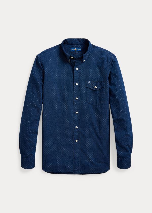 Koszule Ralph Lauren Classic Fit Indigo Dot Shirt Męskie Indygo | OTAP7659