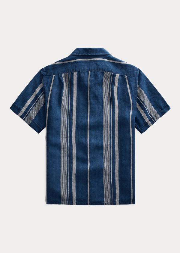 Koszule Ralph Lauren Classic Fit Indigo Linen Shirt Męskie Kolorowe | LSLV0582