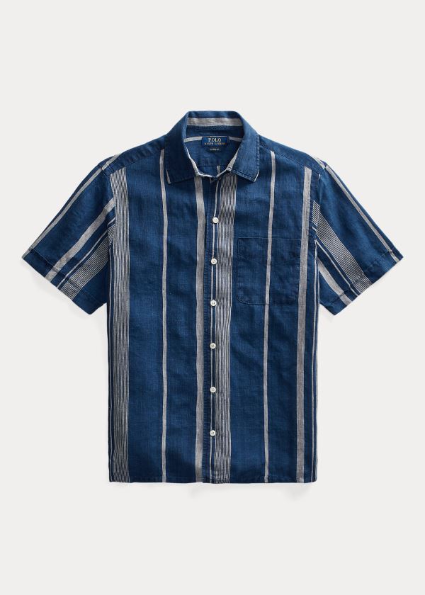 Koszule Ralph Lauren Classic Fit Indigo Linen Shirt Męskie Kolorowe | LSLV0582