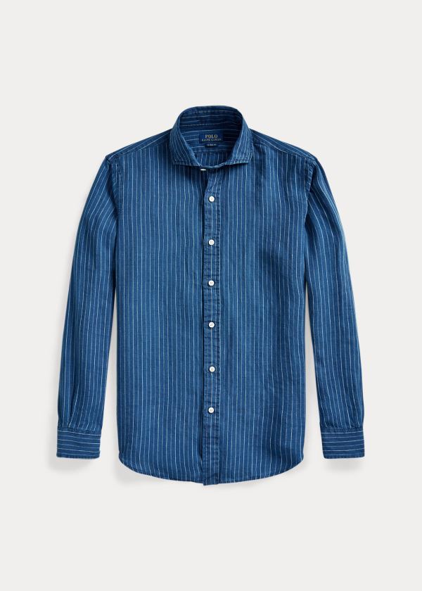 Koszule Ralph Lauren Classic Fit Indigo Linen Shirt Męskie Indygo | KJHZ5112