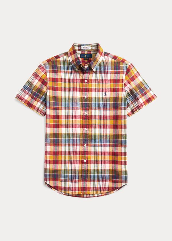 Koszule Ralph Lauren Classic Fit Madras Shirt Męskie Żółte Czerwone Kolorowe | EWXW0862