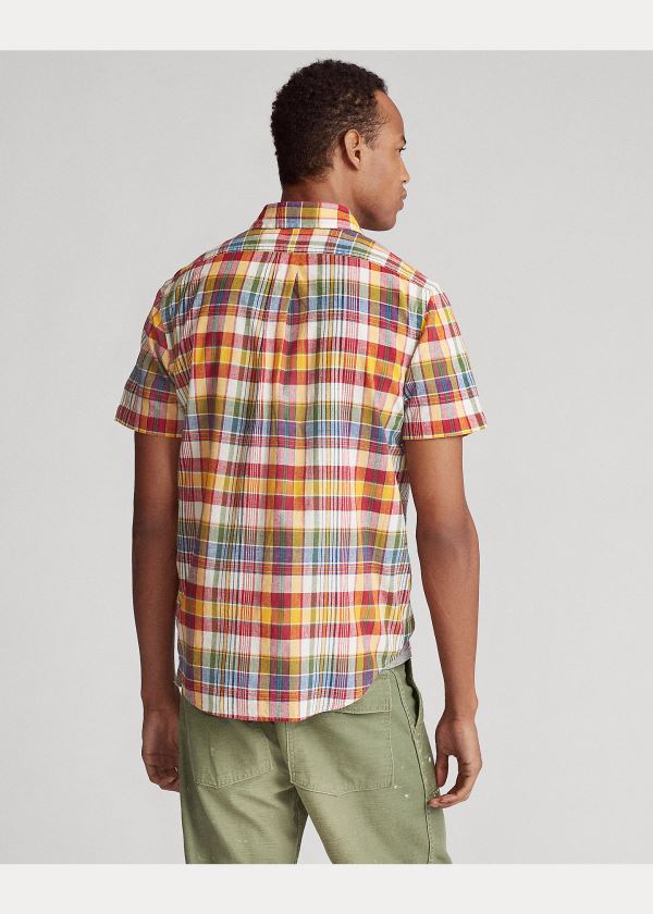 Koszule Ralph Lauren Classic Fit Madras Shirt Męskie Żółte Czerwone Kolorowe | EWXW0862