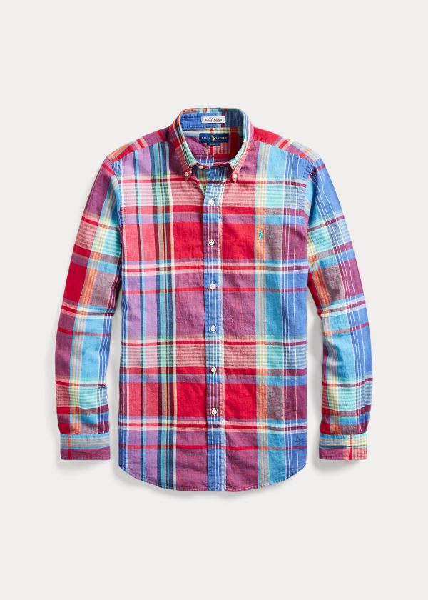 Koszule Ralph Lauren Classic Fit Madras Shirt Męskie Niebieskie Fioletowe Kolorowe | UAFZ3910