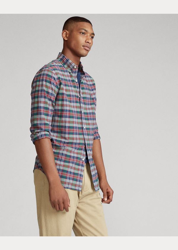 Koszule Ralph Lauren Classic Fit Madras Shirt Męskie Kolorowe | ZRKT9415