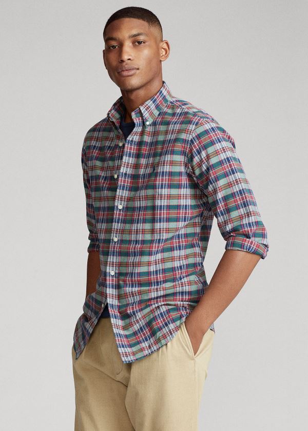 Koszule Ralph Lauren Classic Fit Madras Shirt Męskie Kolorowe | ZRKT9415