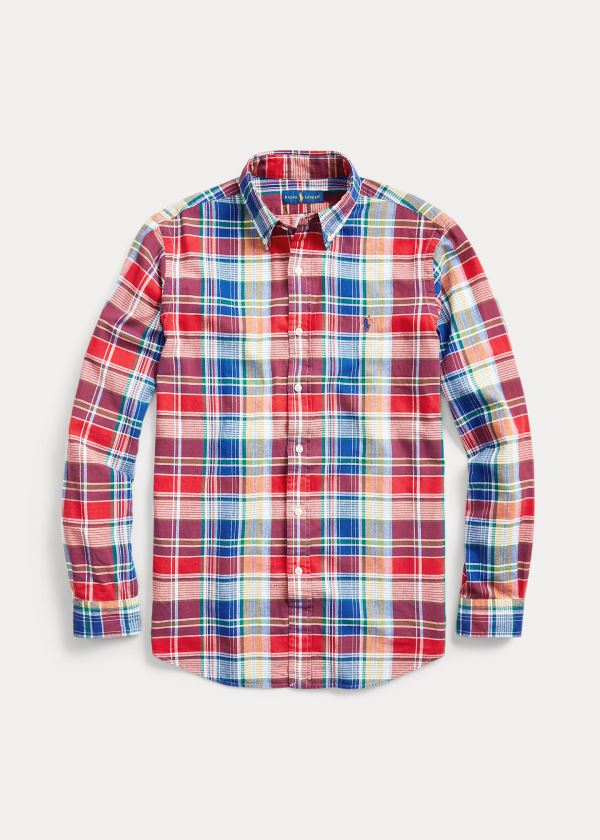 Koszule Ralph Lauren Classic Fit Madras Shirt Męskie Czerwone Niebieskie Kolorowe | JOZQ9317