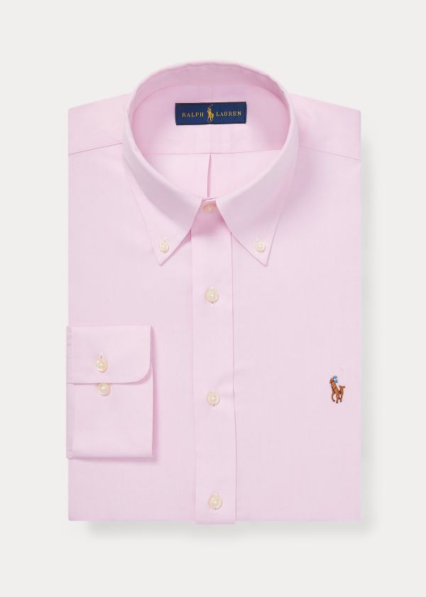 Koszule Ralph Lauren Classic Fit Oxford Shirt Męskie Różowe Białe | RAFB7799