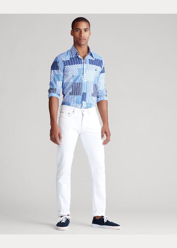 Koszule Ralph Lauren Classic Fit Patchwork Shirt Męskie Niebieskie Kolorowe | CTWA2091