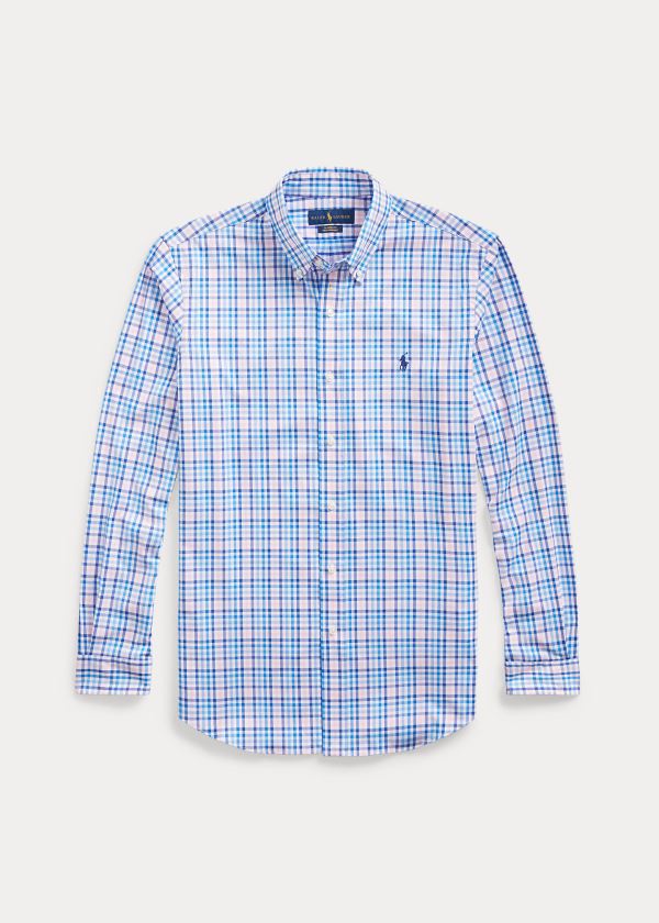 Koszule Ralph Lauren Classic Fit Performance Shirt Męskie Różowe Niebieskie Kolorowe | DJOE8137