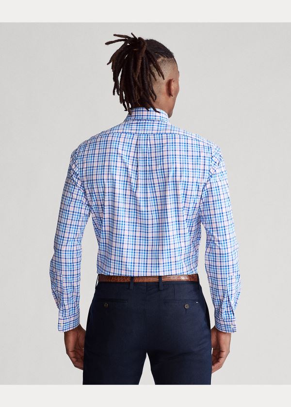 Koszule Ralph Lauren Classic Fit Performance Shirt Męskie Różowe Niebieskie Kolorowe | DJOE8137