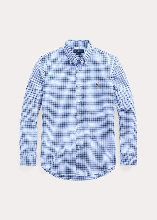 Koszule Ralph Lauren Classic Fit Plaid Oxford Shirt Męskie Niebieskie Granatowe Kolorowe | IMWZ7733